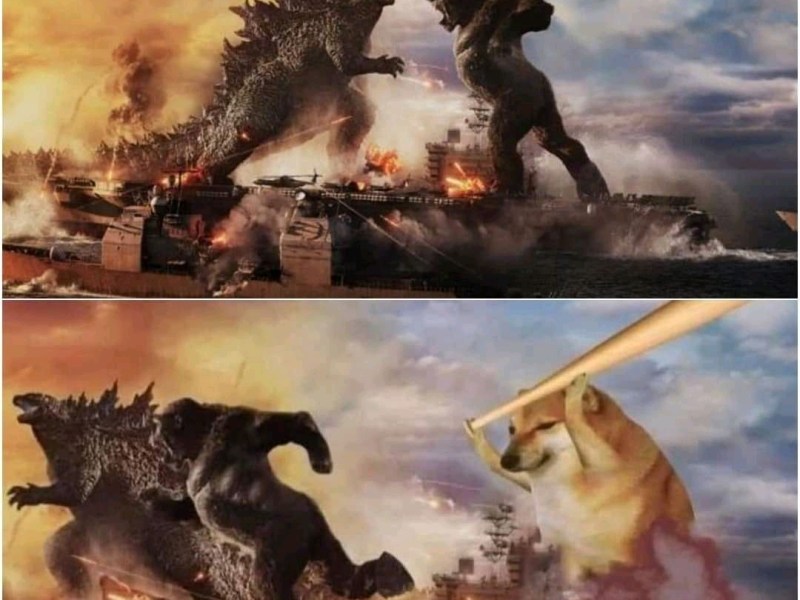 Godzilla vs Kong vs Cheems bong